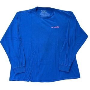 Columbia PFG Long Sleeve Graphic Shirt Men’s XL Blue Pink Fish Logo Cotton